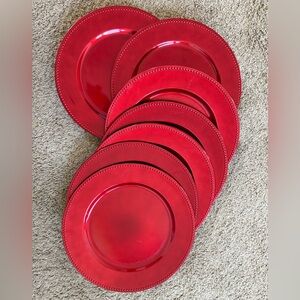 Vibrant Red Dinnerware Set - 10 Red Charger Plates